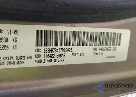 2007 Dodge Caliber R/T from USA, damaged, VIN 1B3HB78K17D194201